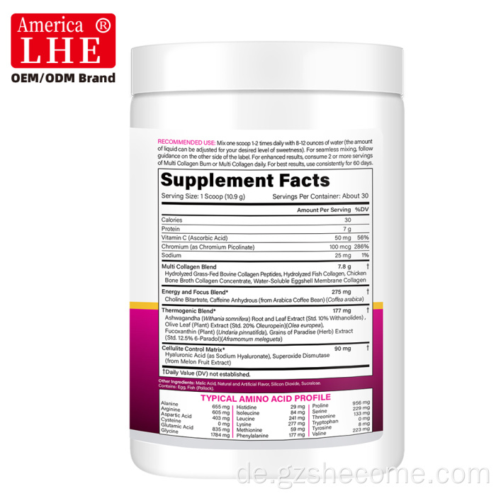 Shecome Hydrolyzed Collagen Multi Collagen Peptides Pulver
